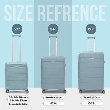 Aerolite Premium PP 3-Piece Luggage Set, Lightweight Polypropylene Hard Shell Suitcases with 4 Dual Spinner Wheels & TSA Lock, Expandable Cabin (21”), Medium (24”), Large (28”), Expandable Carry-On Case Included – Sage